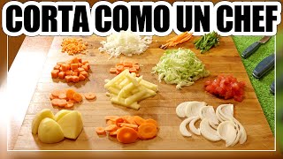 🔪 Tipos de CORTES BÁSICOS en COCINA  Cómo usar los CUCHILLOS y cortes de VERDURAS 🥕 [upl. by Nareht]