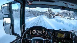 POV Driving Scania S520  Descending Junkerdal in Northern Norway [upl. by Bocaj]