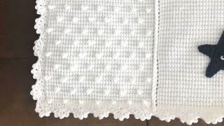 Tunus İşi Bebek Battaniyesi Kenar Modeli Baby blanket crochet [upl. by Kirt]