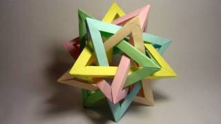 Origami Five Intersecting Tetrahedra complete assembly [upl. by Lanta]