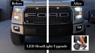 2016 Ford F150 LED HeadLight Bulb Conversion Before amp After [upl. by Eidassac]