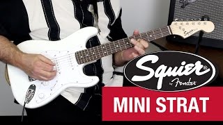 Squier Mini Strat  A Rockin Mini Electric Guitar [upl. by Janessa935]