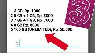 KODE DIAL TRI PAKET INTERNET MURAH [upl. by Wylma]