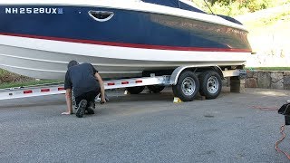 Repositioning a 25 Boat on its trailer while in the driveway [upl. by Akel]