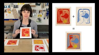 Artist Demonstrating Picasso’s Reduction Linocut Technique [upl. by Odlanra]