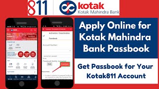 How to Apply Online For Kotak Mahindra Bank Passbook  Apply Online For Kotak811 Account Passbook [upl. by Ailam]