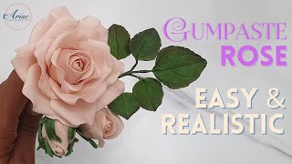 EASY Realistic Gumpaste Rose  BEGINNER FRIENDLY  Sugar Flowers [upl. by Yatnuahs]