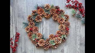 DIY Woodland Pinecone Wreath Tutorial [upl. by Saibot]