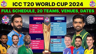 ICC T20 World Cup 2024 Full Schedule All Teams Host Nation Venues Dates  West Indies USA [upl. by Leeke]