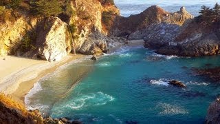 ♥♥ Relaxing 3 Hour Video of a Waterfall on an Ocean Beach at Sunset [upl. by Enelrahc140]