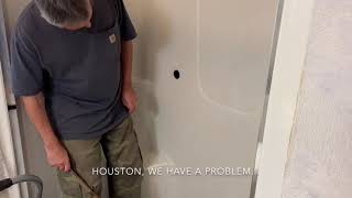 Grab bar install on fiberglass shower enclosure part 2 [upl. by Hgielhsa762]