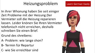 Prüfung B1 DTZ Brief Schreiben  Heizungsproblem  B1 [upl. by Ainevuol]