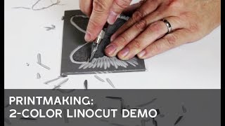 Printmaking 2Color Linocut Demonstration [upl. by Laynad423]