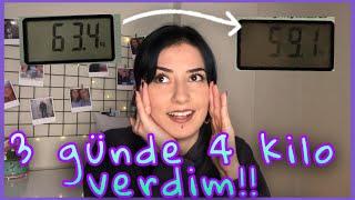 3 GÜNDE 4 KİLO VERDİM diyet listem nelere dikkat ettim 3 günde 4 kilo verdiren detoks sporsuz [upl. by Lawan631]