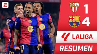 BARCELONA GOLEÓ 41 al Sevilla y se ACERCA al REAL MADRID y ATLÉTICO  La Liga [upl. by Randee788]