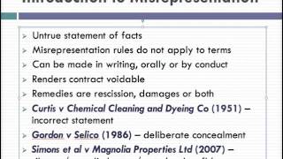 Misrepresentation Lecture 1 of 4 [upl. by Eatnoed705]