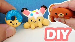 HOW TO MAKE 6 MINIATURE SMOOSHY MUSHY Polymer Clay Tutorial DIY Craft Squishies [upl. by Ahsikal351]