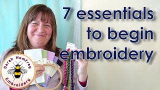 SEVEN essential items YOU need to start embroidery  Beginners Hand Embroidery tutorial part 1 [upl. by Ahsinev786]