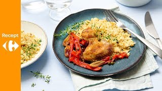 Zeewolffilet gepocheerd in tomatensaus met spinazie orzo [upl. by Osei]