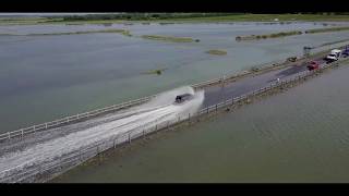 Mersea Island The Strood High Tide by drone car gets stuck 140 [upl. by Salas]