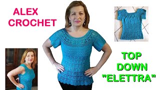 TUTORIAL MAGLIA UNCINETTO quotELETTRAquot top down facile tutte le taglie ALEX CROCHET [upl. by Foulk]