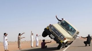 Saudi Arabians in sidewalk skiing car stunt craze [upl. by Esinyl701]