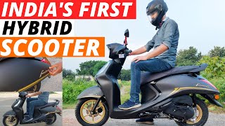 Yamaha Fascino Hybrid  Detailed Review  Indias First Hybrid Scooter [upl. by Lucian]