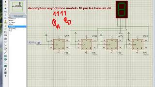 décompteur asynchrone modulo 10 par les bascule JK [upl. by Harutak127]