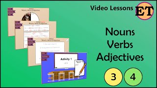 Nouns Verbs amp Adjectives  Video Lessons  EasyTeaching [upl. by Ttehc627]