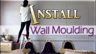 DIY  How To Install Wall Moulding  Molding Trim  Living Room Makeover [upl. by Hillari]