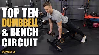 Powertec Top 10 Dumbbell amp Bench Routine [upl. by Seward]