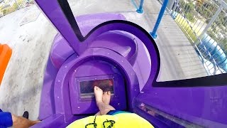 Rapids Water Park  Purple Brain Drain NEW 2016 SuperLOOP Trapdoor Slide [upl. by Annohsak]