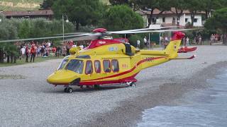 AW139 TRENTINO EMERGENZA IN DECOLLO DA SPIAGGIA TORBOLE [upl. by Ariane688]