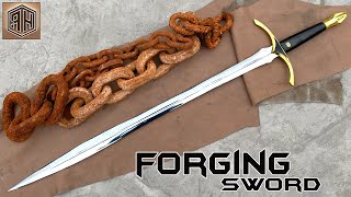 Forging a SWORD out of Rusted Iron CHAIN [upl. by Aklim]