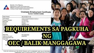 🔴 REQUIREMENTS SA PAGKUHA NG OEC  BALIK MANGGAGAWA [upl. by Trout556]